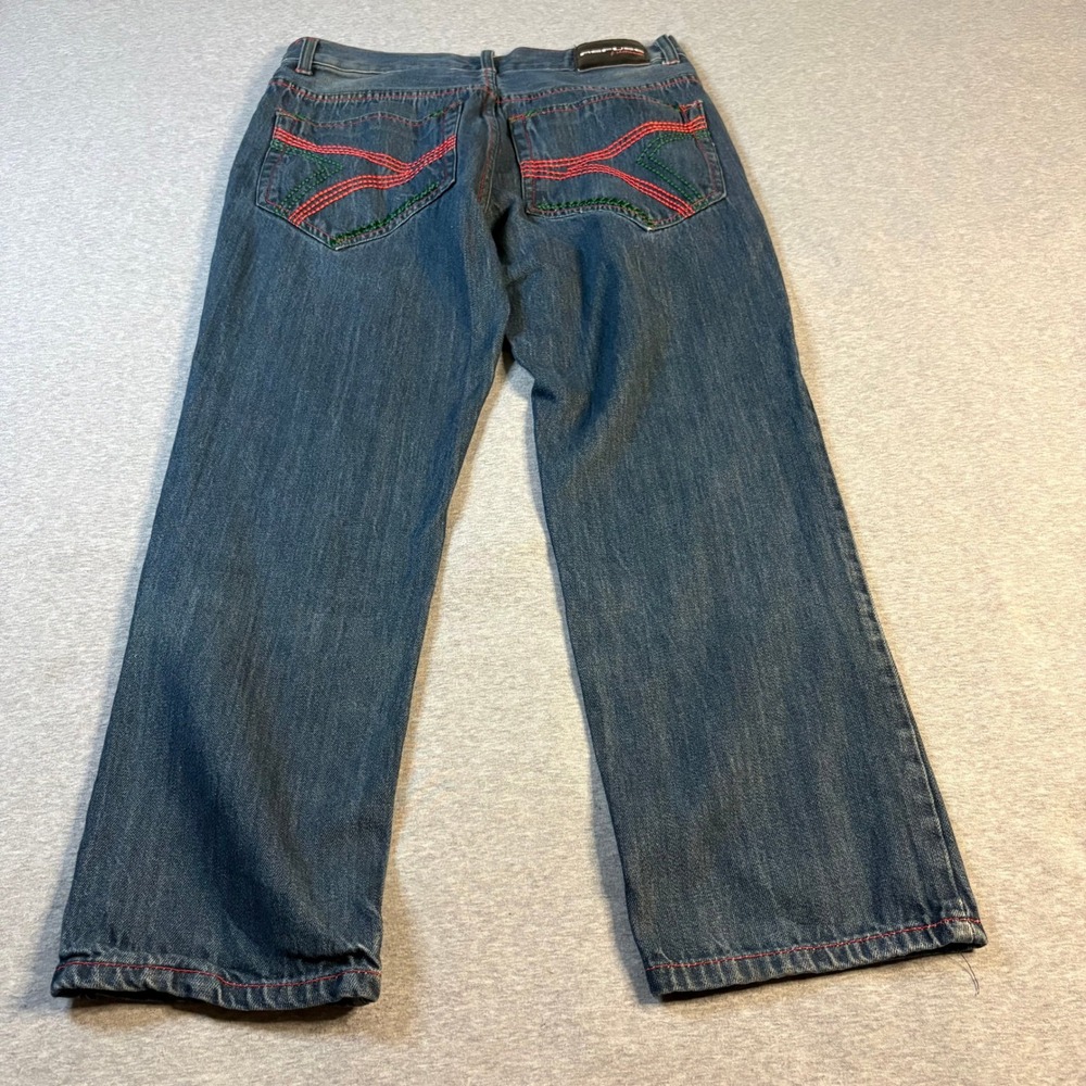 Refuse Premium Denim Mens Jeans Size 36-Tag Red Green Contrast Stitching Relaxed - Picture 5 of 14